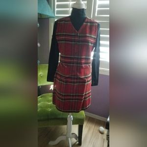 Carole Little Christmas plaid vest and skirt set